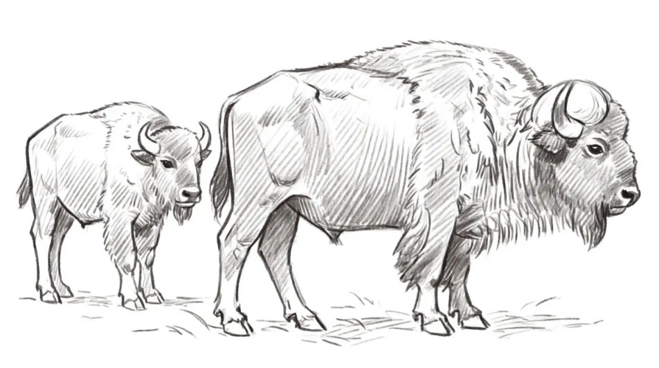 Buffalo and calf