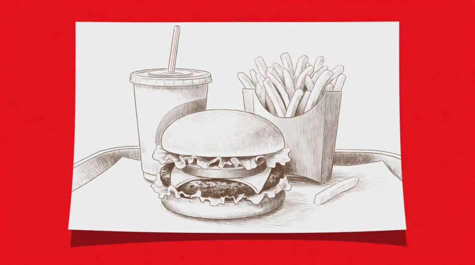Burger, fries and a drink