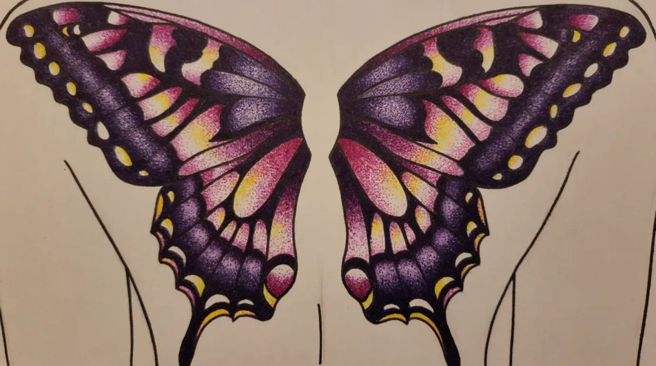 Wings over a shoulder line