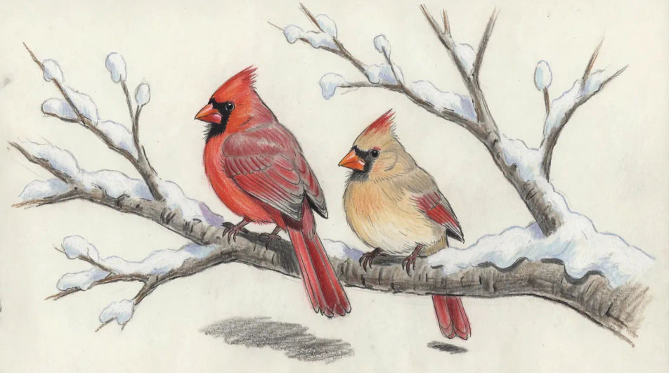Pair on a winter branch