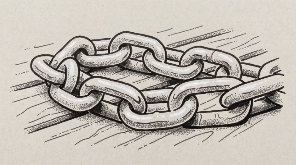 Chain coiled on a dock