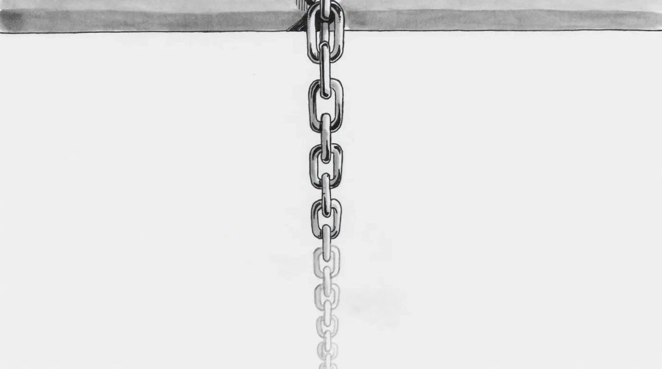 Chain hanging from a beam