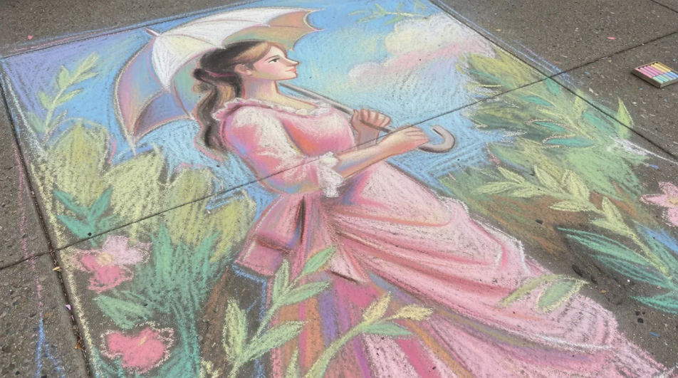 Pavement drawing from above