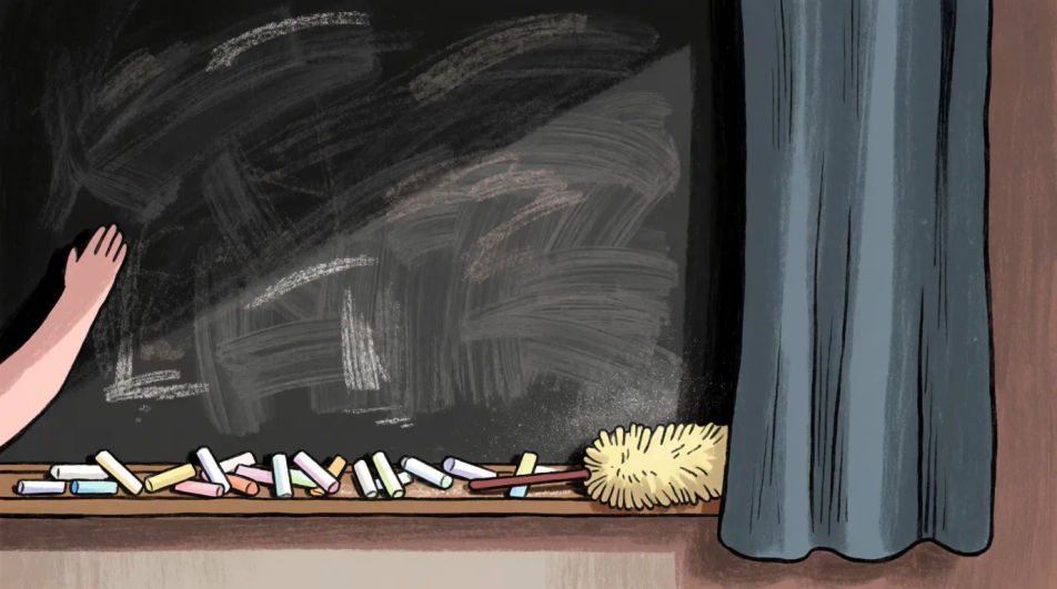 Classroom board at the end of a lesson