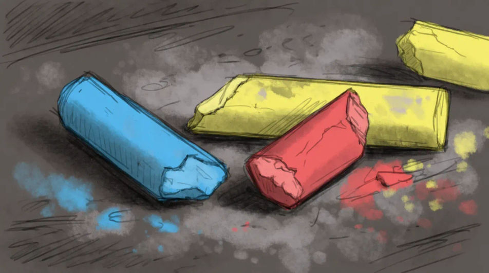 Chalk sticks and dust