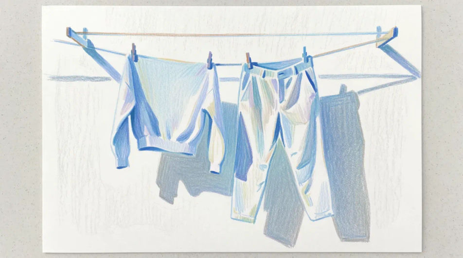 Laundry drying on a line