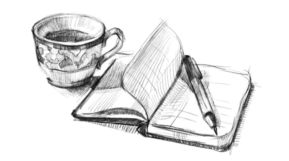 Desk beside a notebook