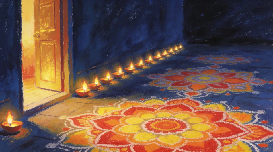 Festival scene with lamps