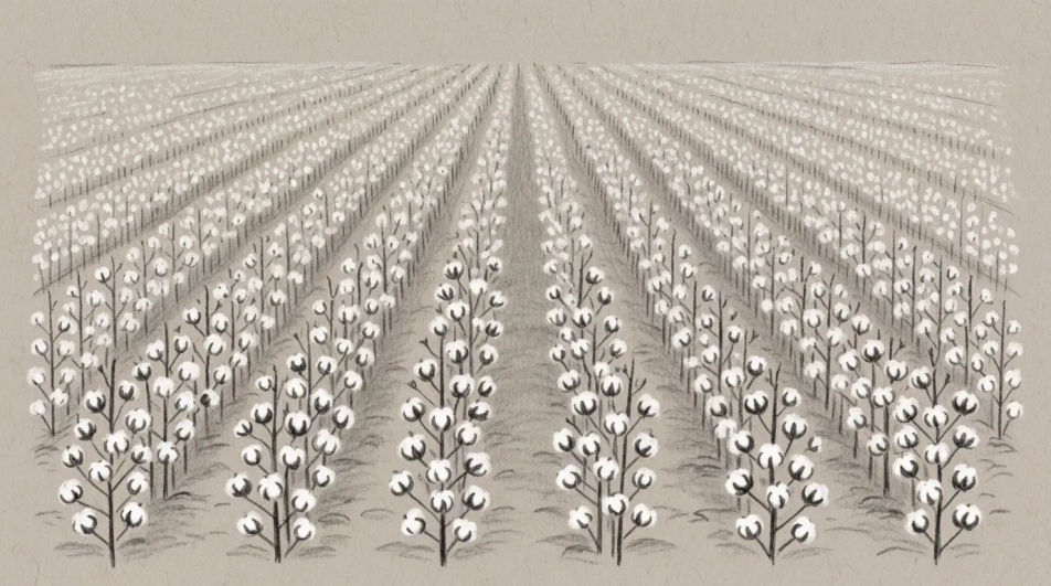 Cotton field at eye level