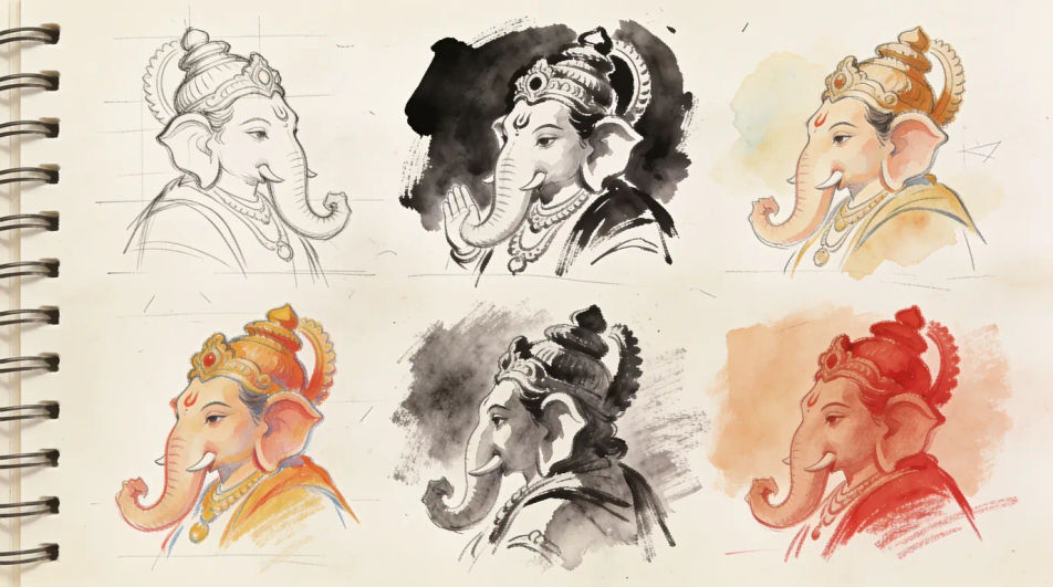 Sketch sheet of six studies