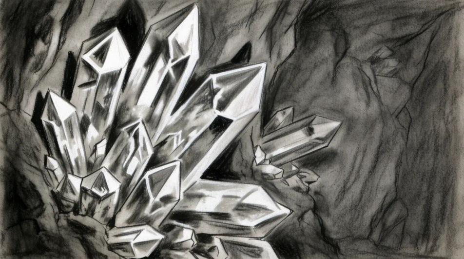 Crystals in a cave wall