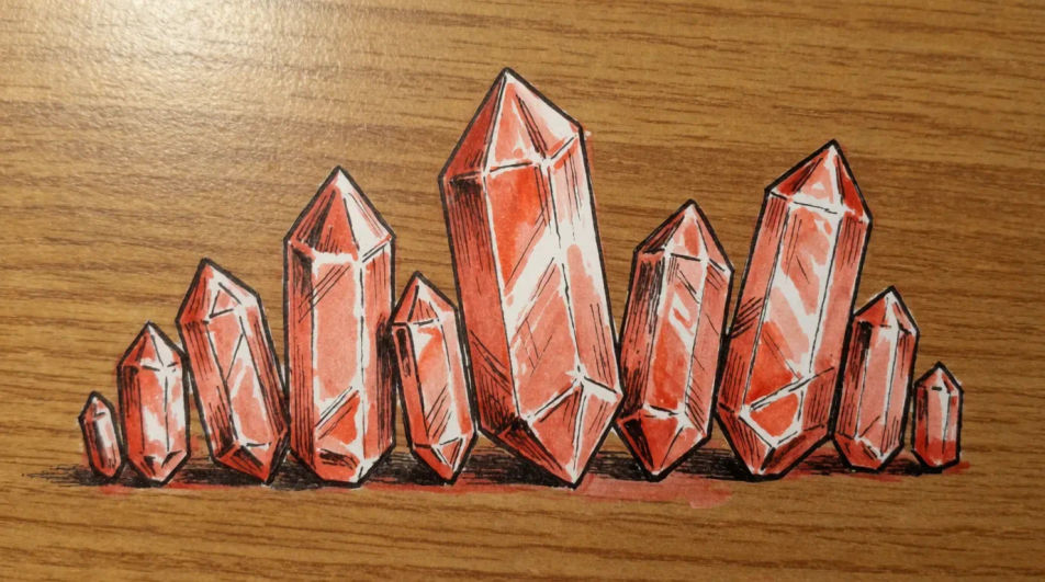 Crystal collection on a shelf