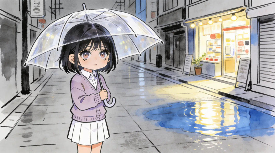 Rainy street at night