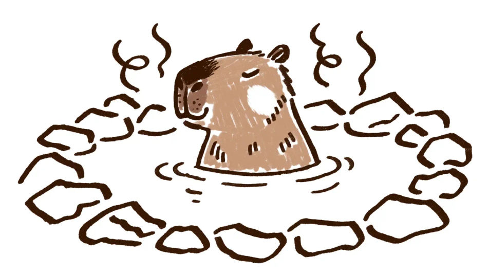 Capybara in a hot spring