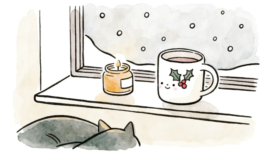 Window sill at snowfall
