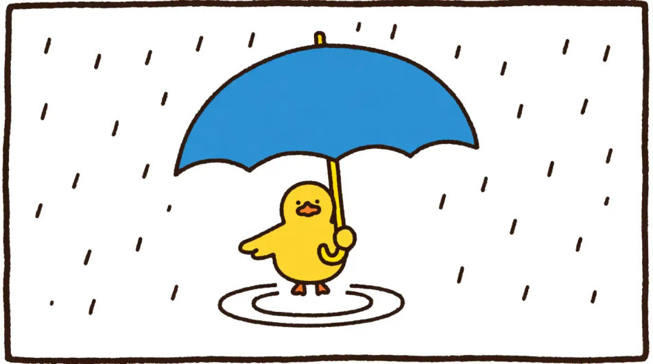Cute duck under an umbrella