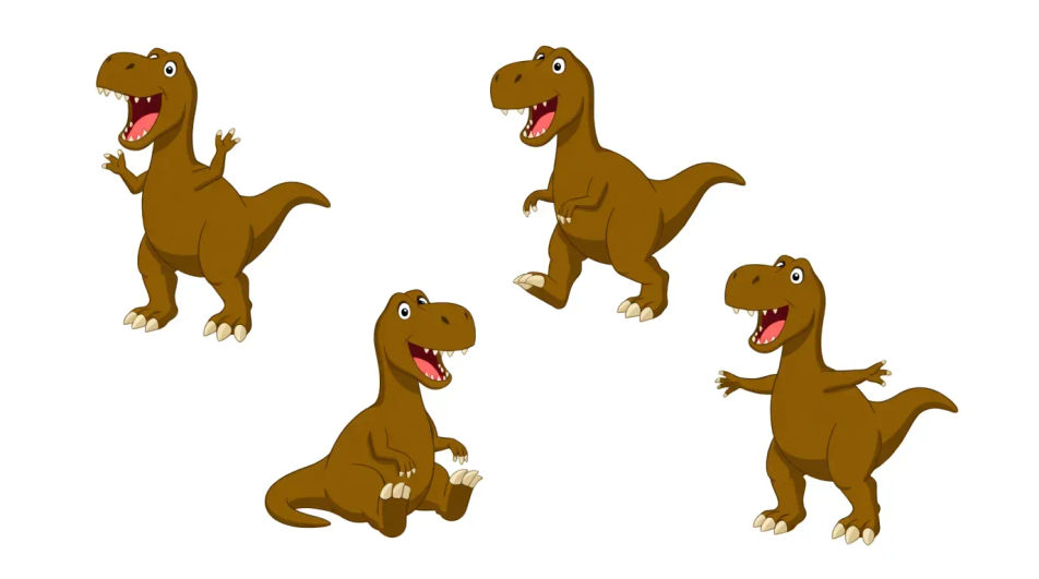 Dino pose sheet for stickers