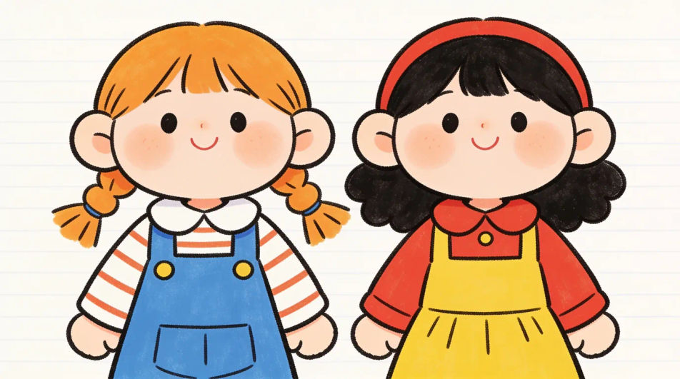 Two dolls for a school project