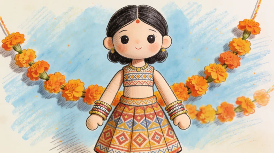 Doll in a festival outfit