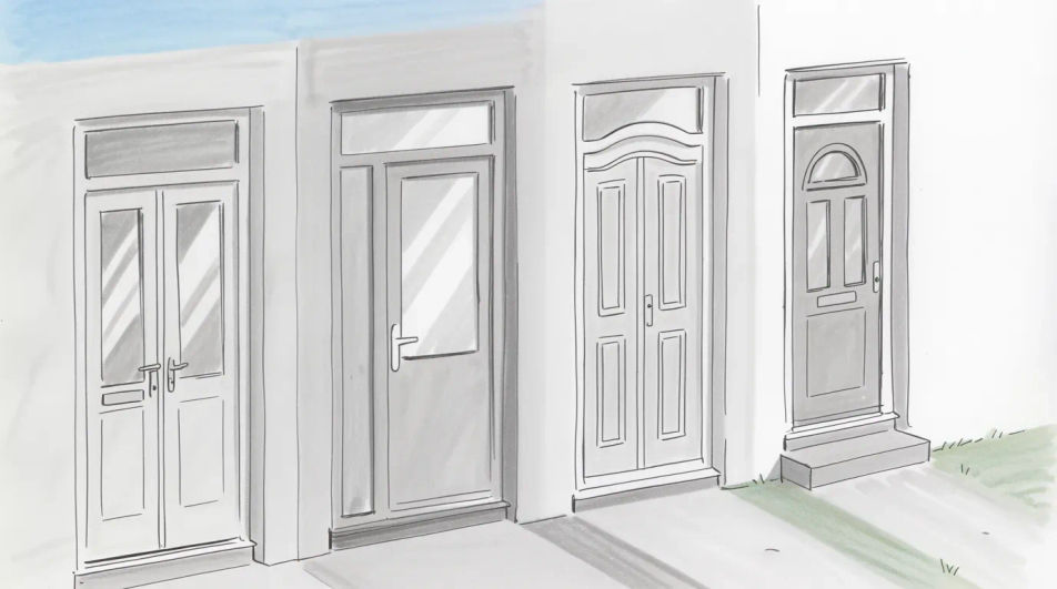 Row of doors along a street
