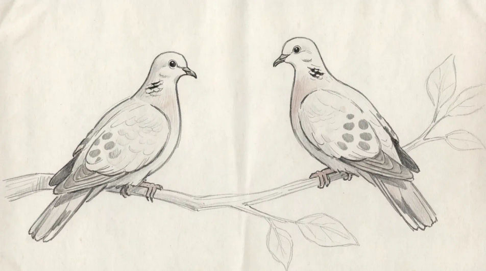 Two doves on a branch