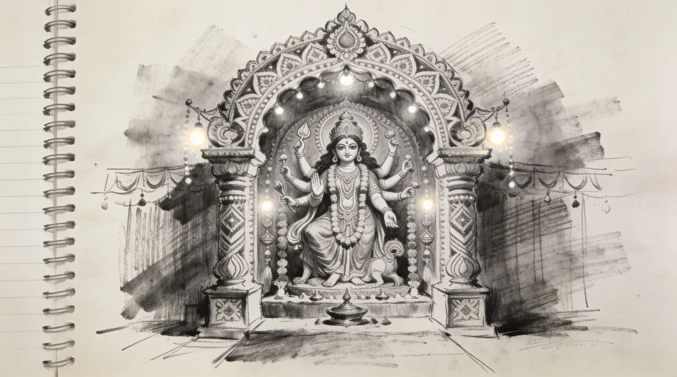 Pandal arch at night