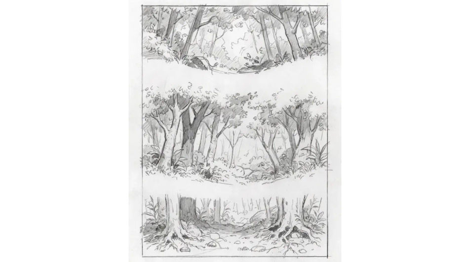 Forest ecosystem in layers