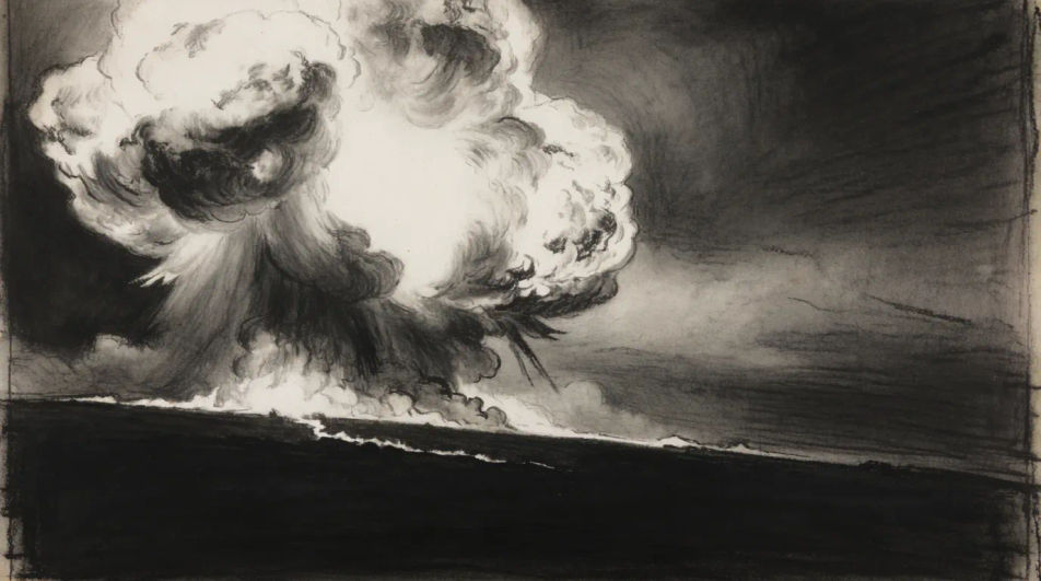 Blast behind a low horizon