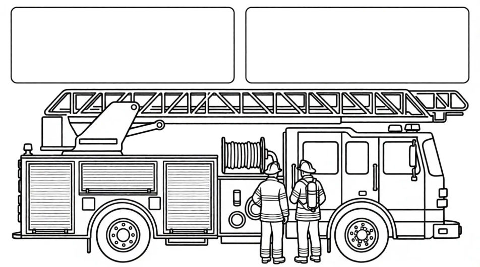 Outline fire truck to colour