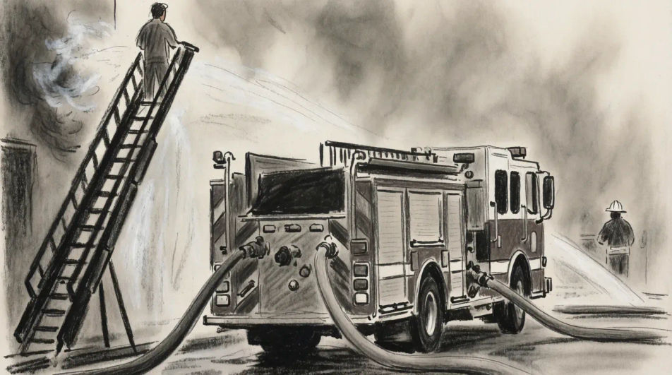 Truck and crew at work