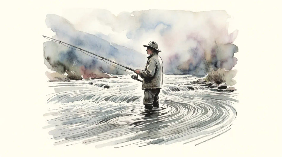 Fly fishing in a river