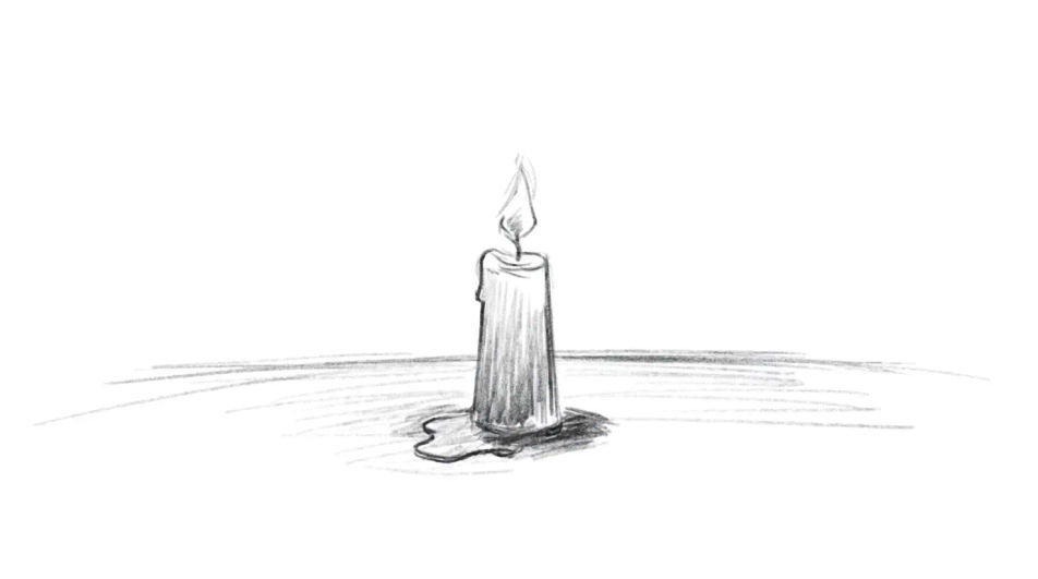 Candle on a tabletop