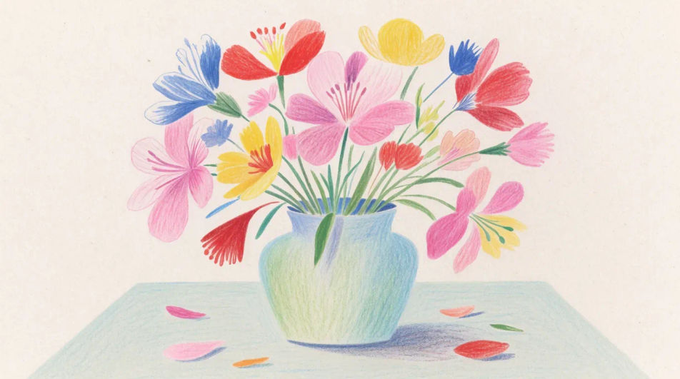 Bouquet in a vase on a table