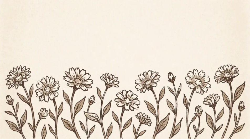 Line flower border along the page