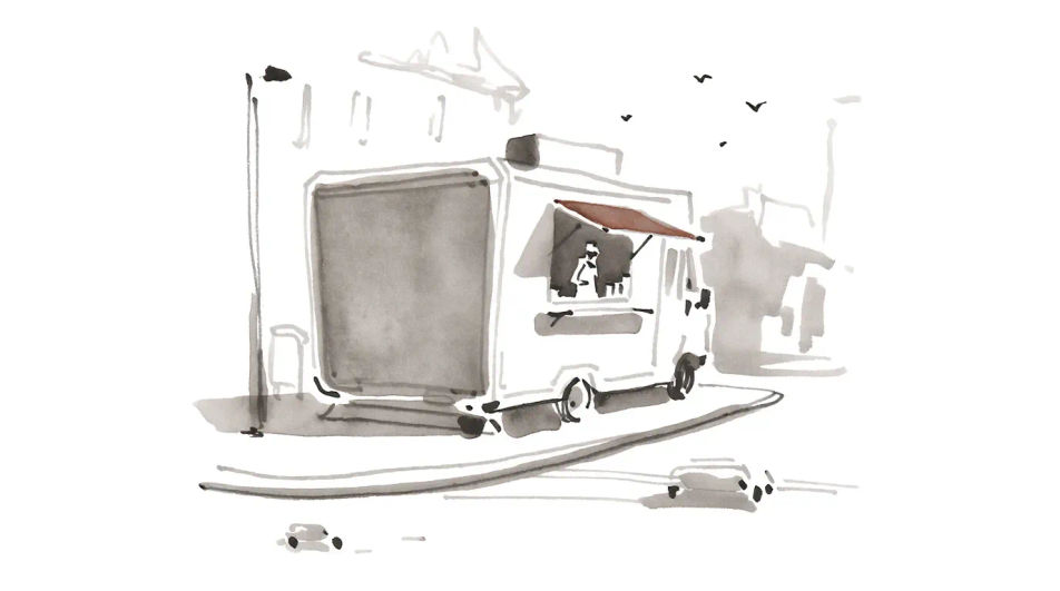Truck on a street corner