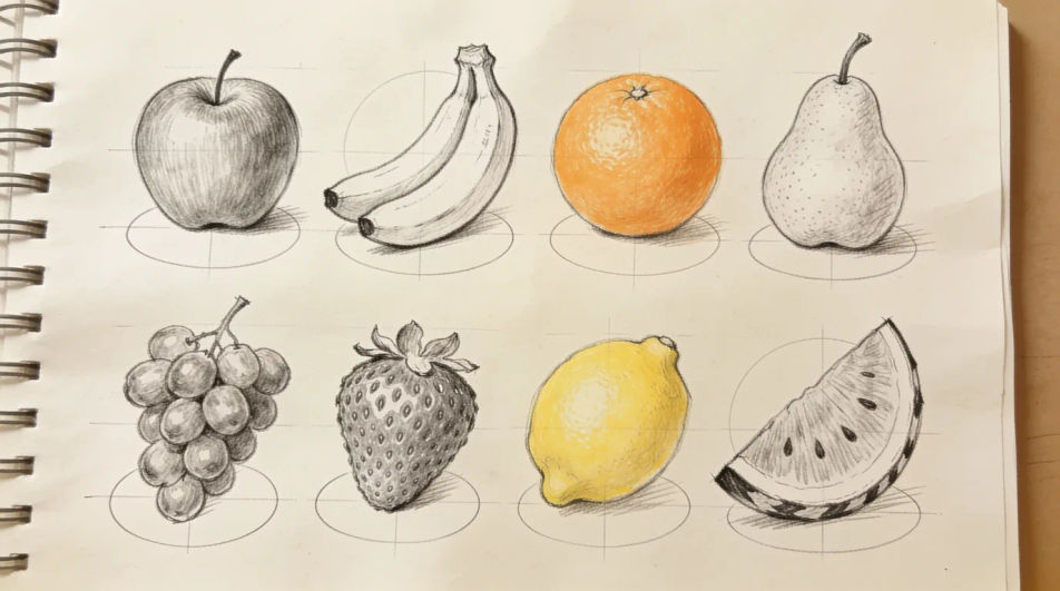 Easy fruits practice page