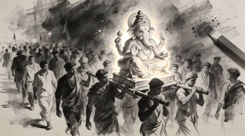 Procession at dusk