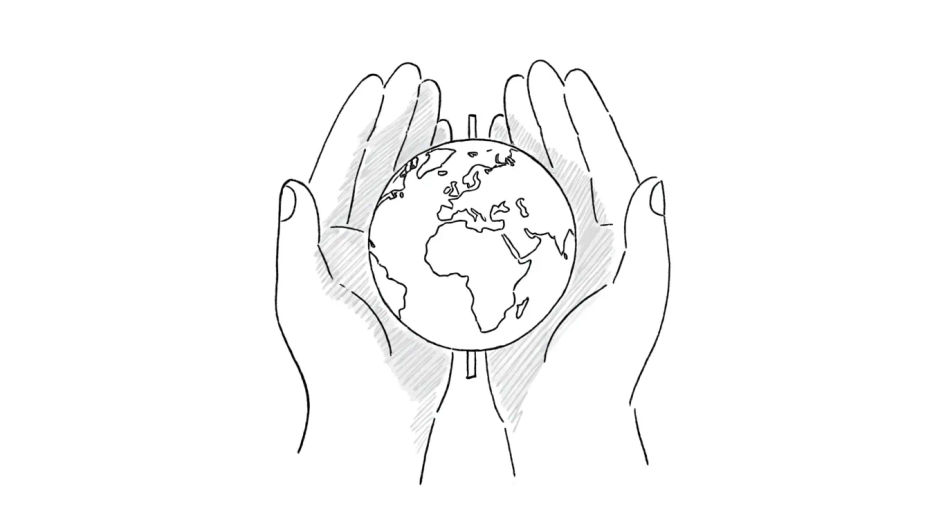 Hands around a small globe