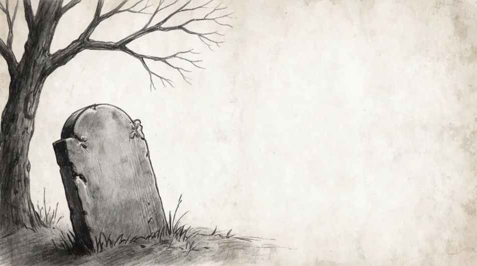 Lone stone under a bare tree