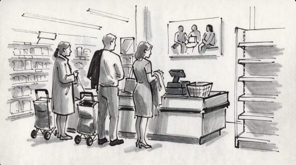 Queue at the checkout