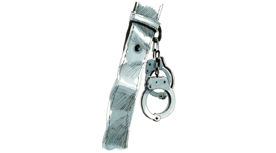 Cuffs hanging from a belt loop