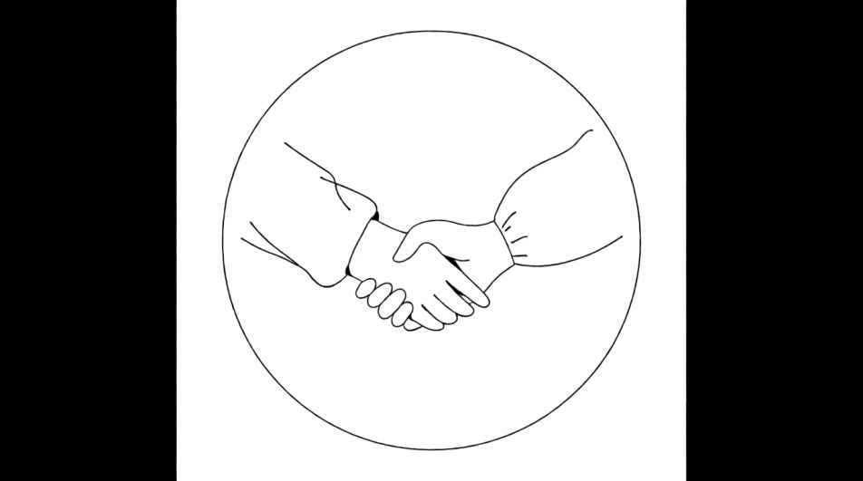 Handshake framed by a circle