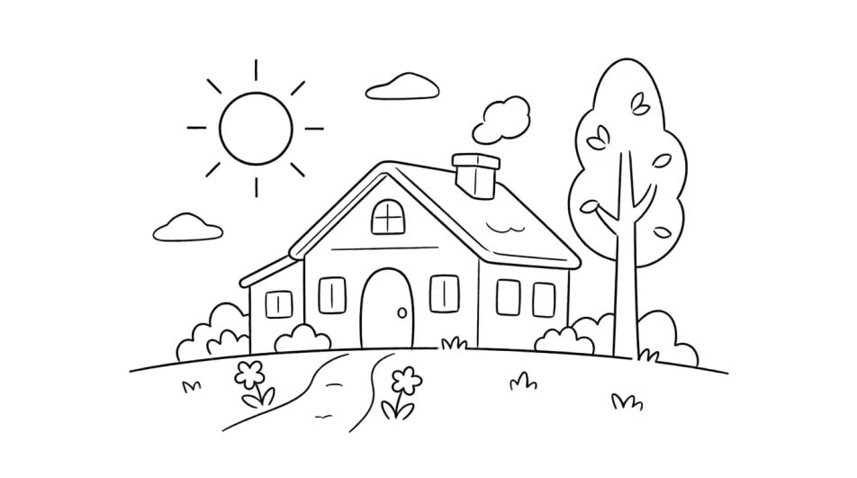 Home drawing for kids