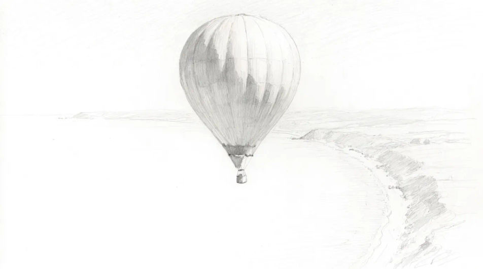 Balloon over a coastline