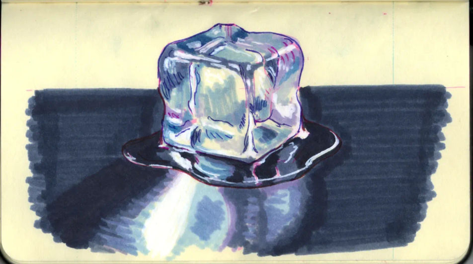Cube on a dark surface