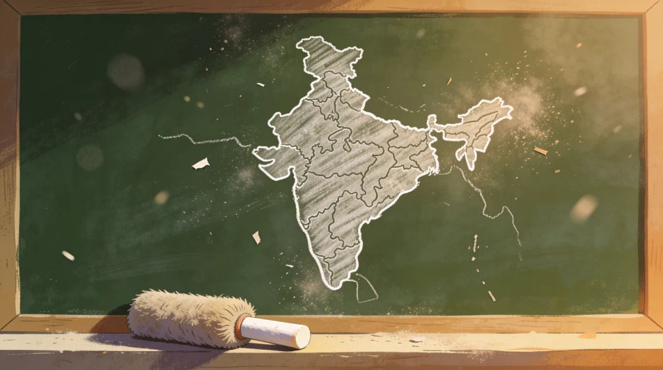Map on a classroom board