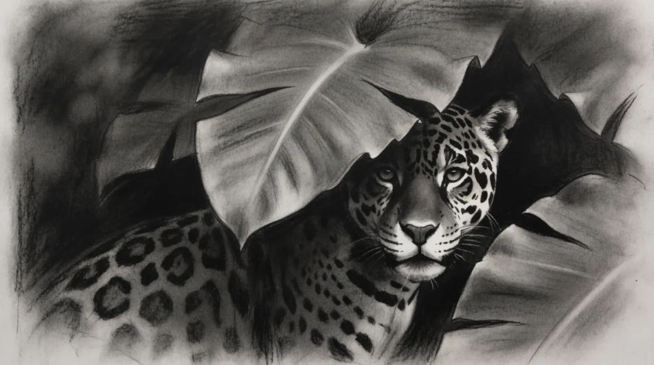 Jaguar in dense foliage
