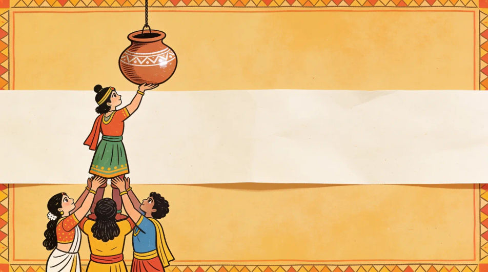 Janmashtami poster drawing with dahi handi
