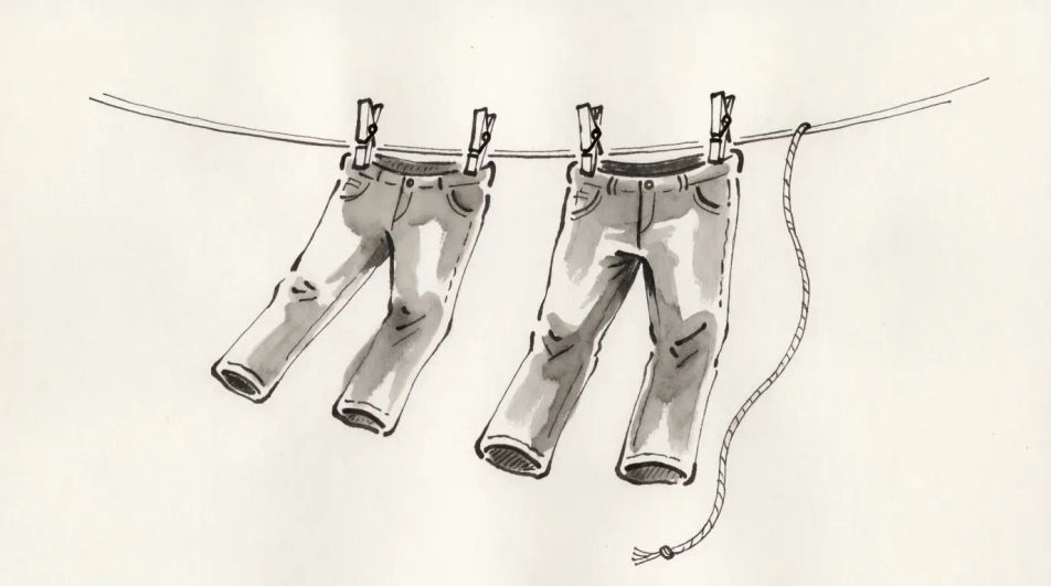 Hanging on a washing line