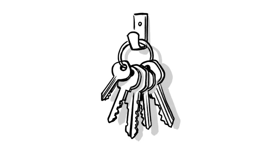 Bunch of keys on a hook